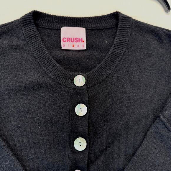 CRUSH Cashmere Knit Pullover Sweater Buttoned Neckline Women's Size 2 (M) Black - Picture 3 of 10